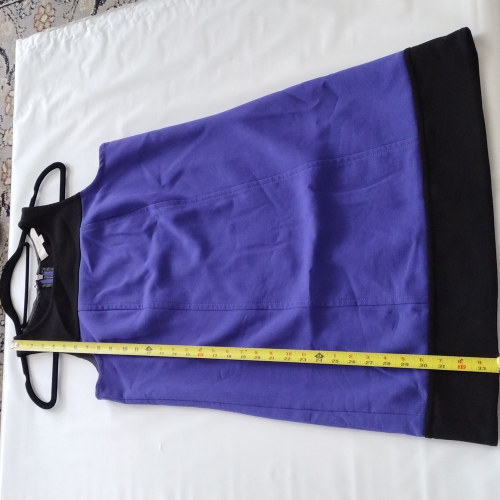 LOFT Dress Size 8 Black Blue/Purple Color Block, Midi. - Picture 9 of 12
